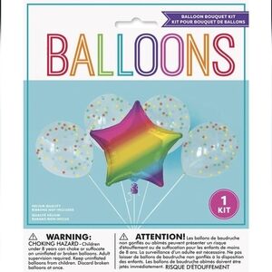 321 Party! Foil Rainbow Star & Latex Balloon Bouquet Kit, 5 pc